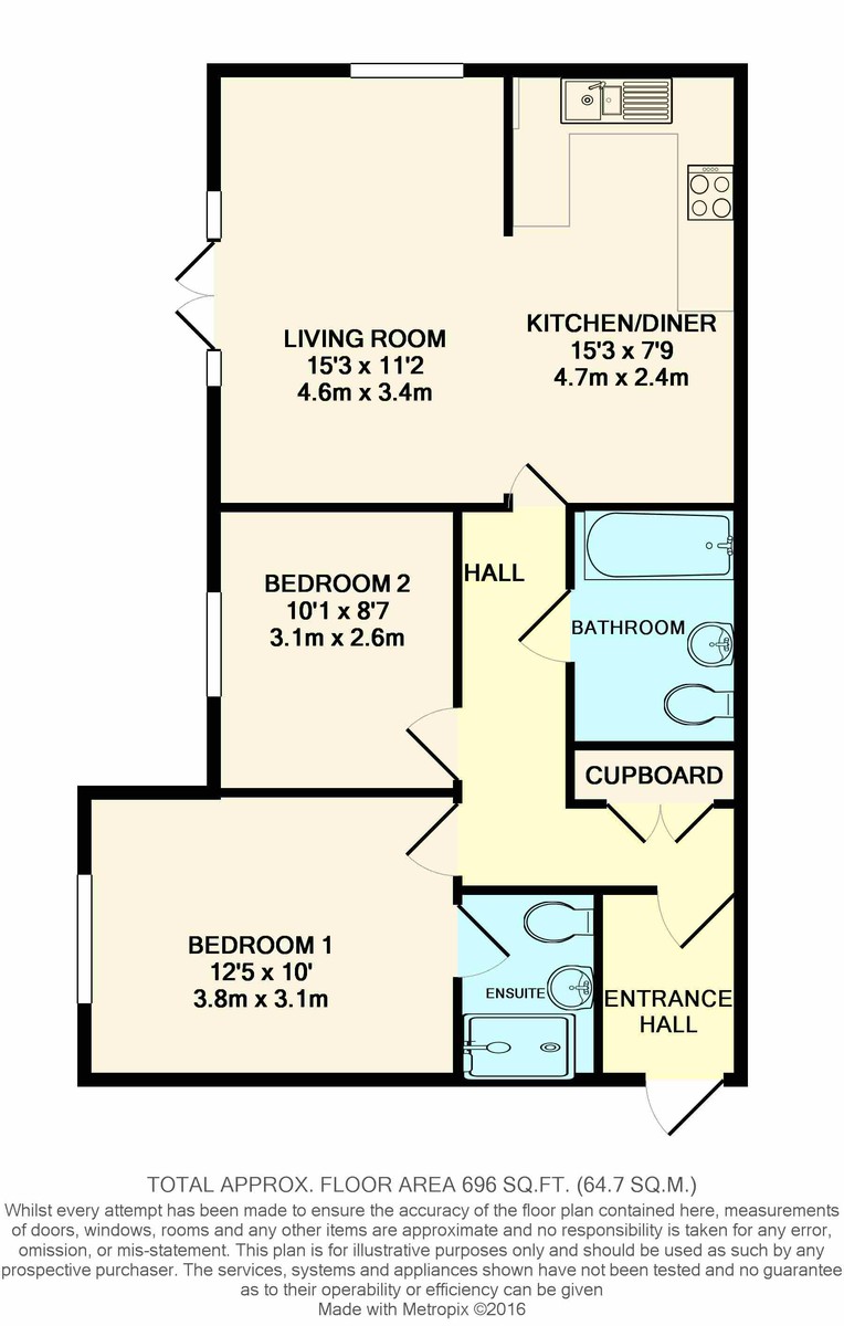 2 bed apartment to rent in Hurst Court, Horsham - Property Floorplan