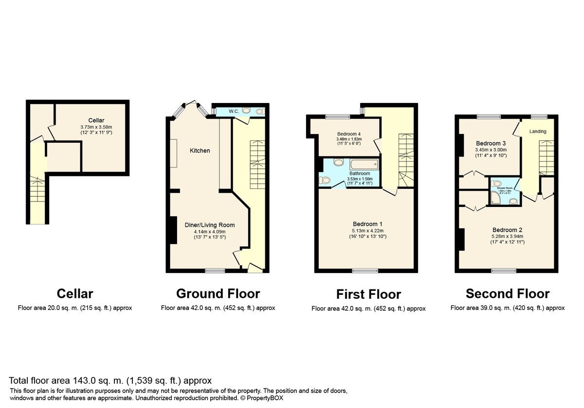 4 bed town house to rent in London Road, Horsham - Property Floorplan