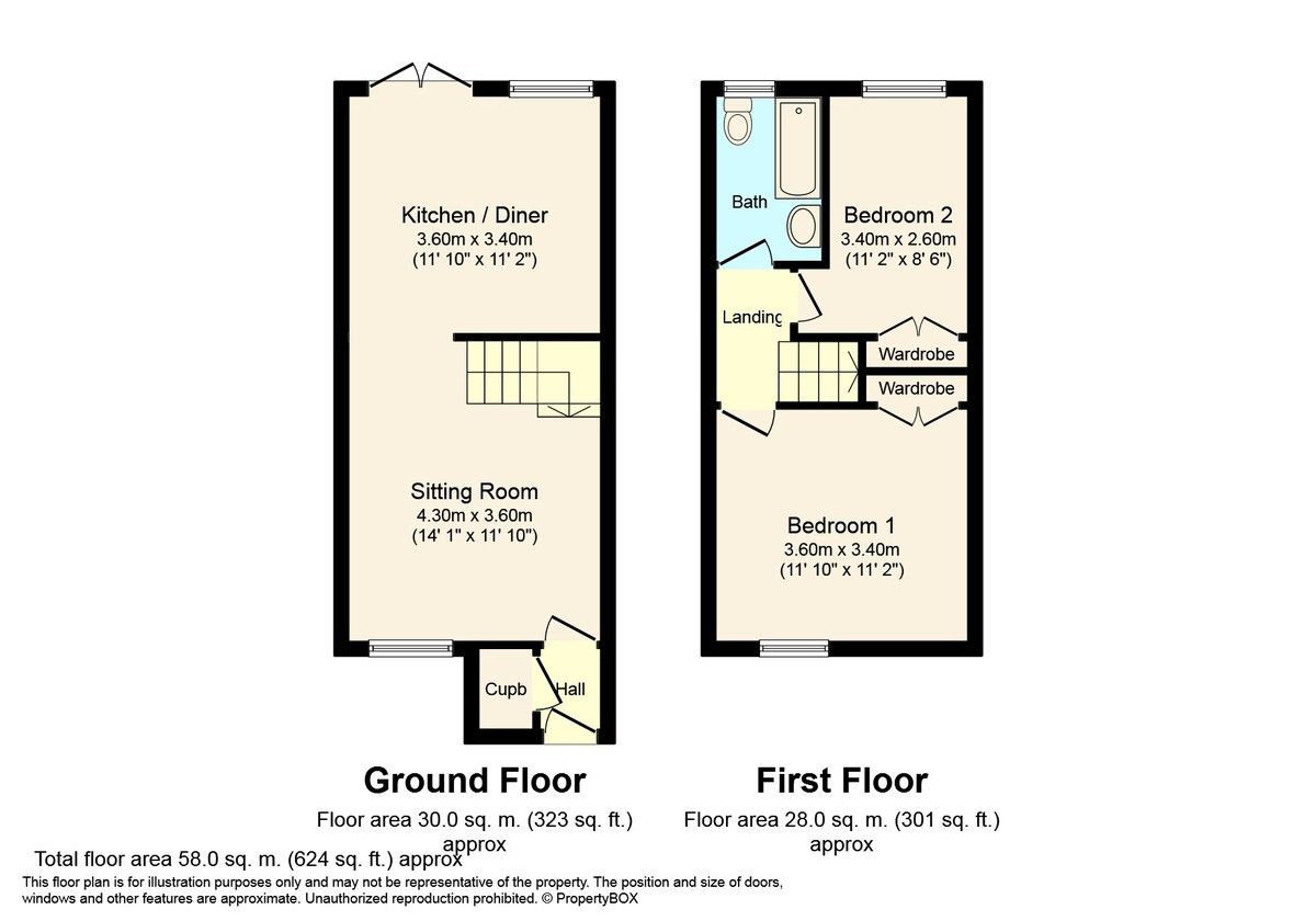 2 bed terraced house to rent in Somergate, Horsham - Property Floorplan