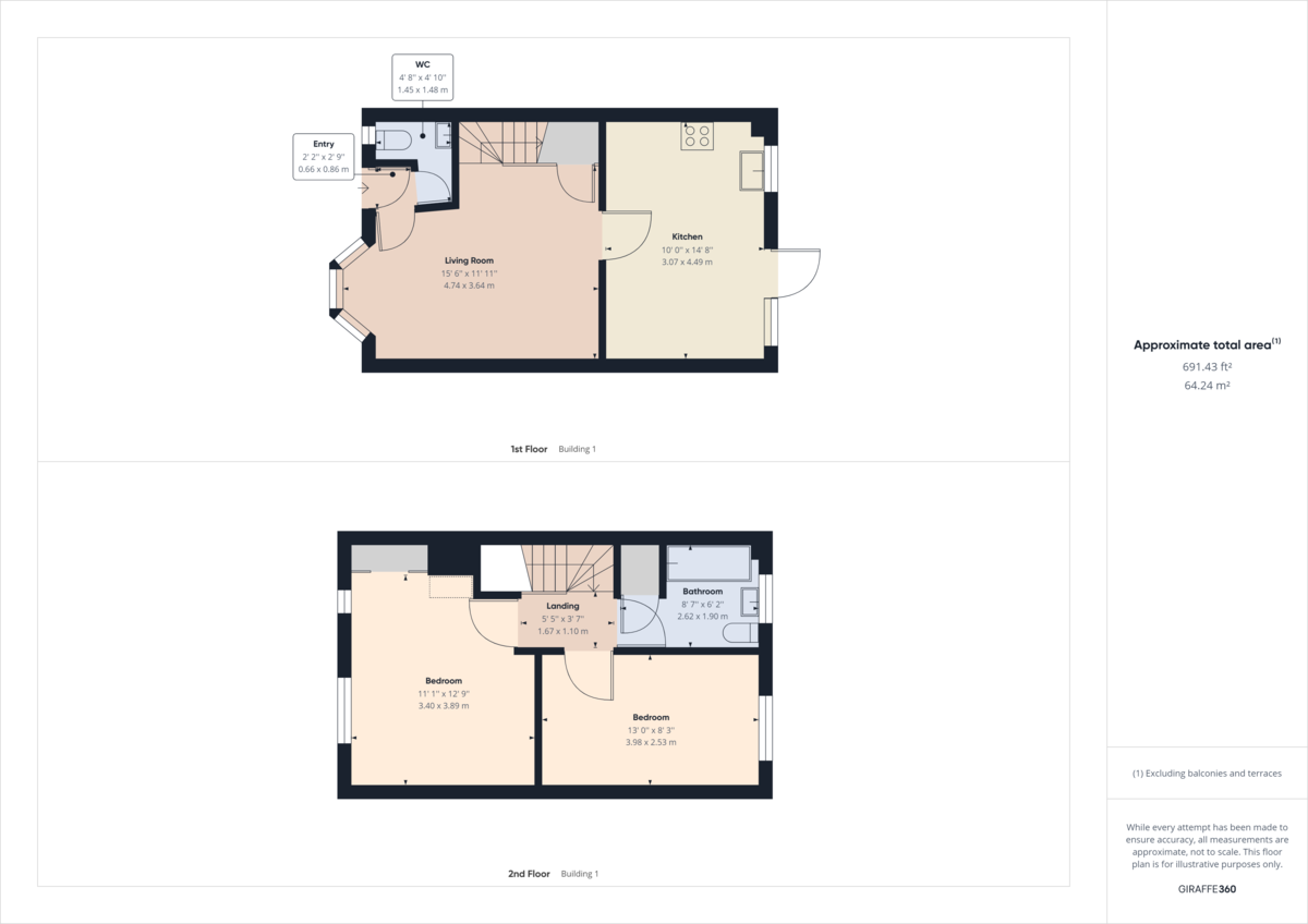 2 bed semi-detached house to rent in Milborne Road, Crawley - Property Floorplan