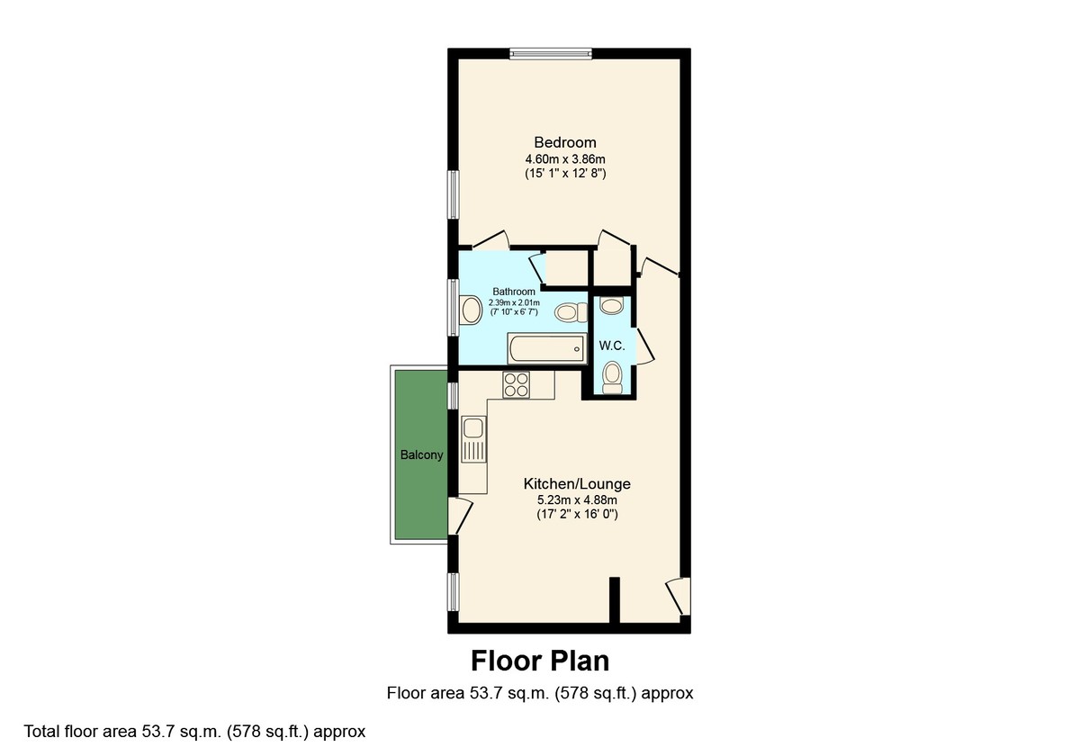 1 bed apartment for sale in Arun Court, Horsham - Property Floorplan