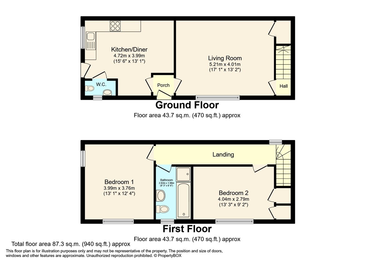 2 bed semi-detached house for sale in Springfield Road, Horsham - Property Floorplan