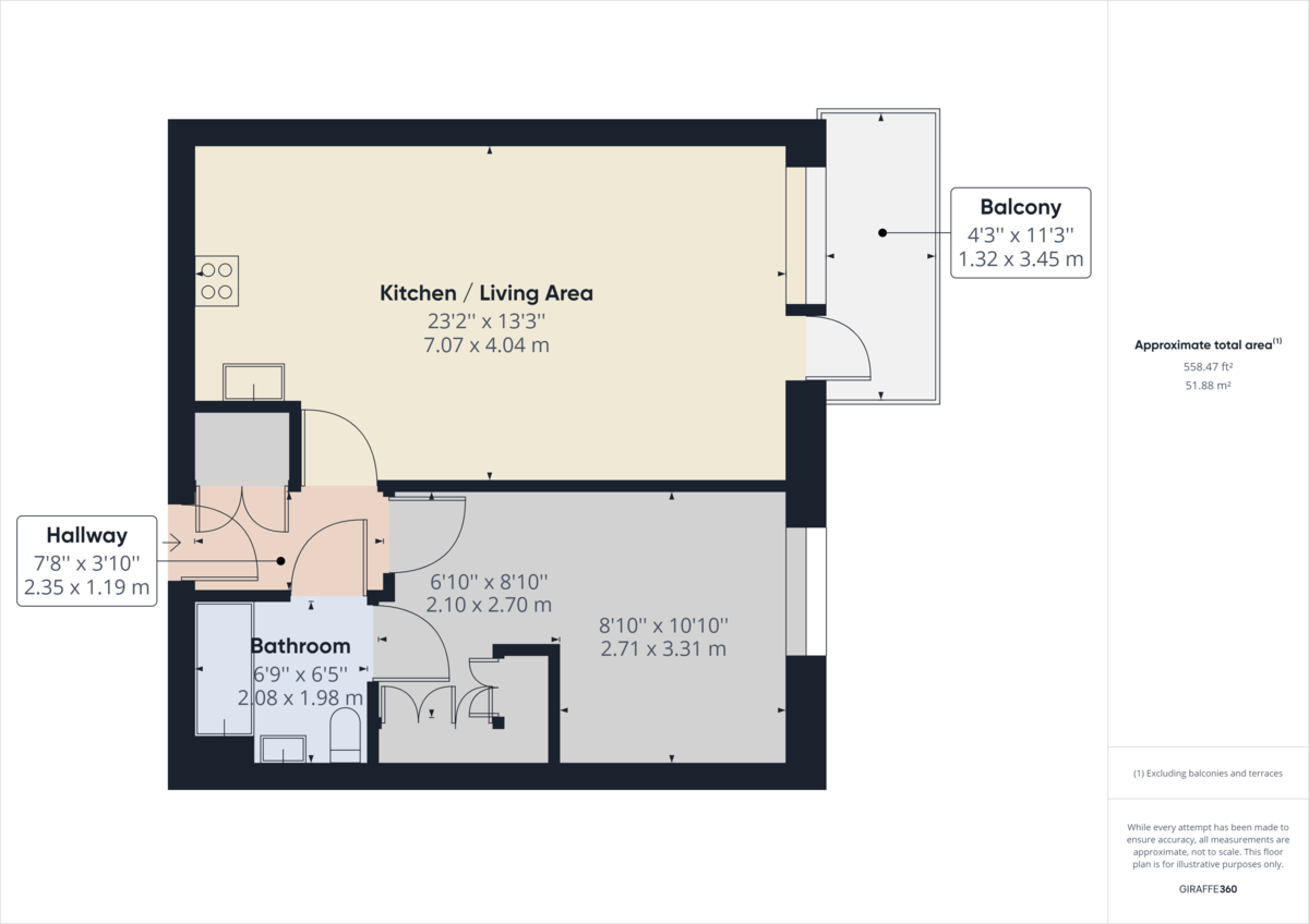 1 bed apartment to rent in Worthing Road, Horsham - Property Floorplan