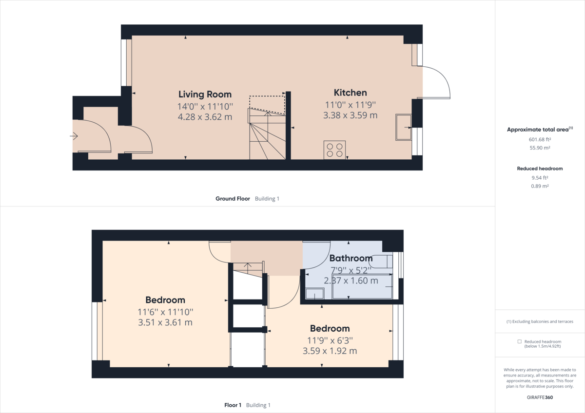 2 bed terraced house to rent in Naldrett Close, Horsham - Property Floorplan