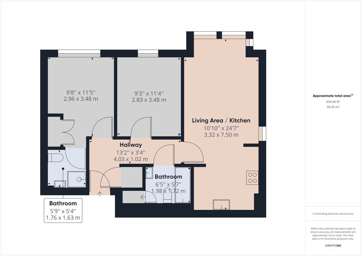 2 bed apartment to rent in Denne Parade, Horsham - Property Floorplan