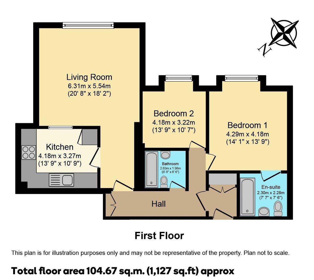 2 bed apartment for sale in Forest Road, Horsham - Property Floorplan
