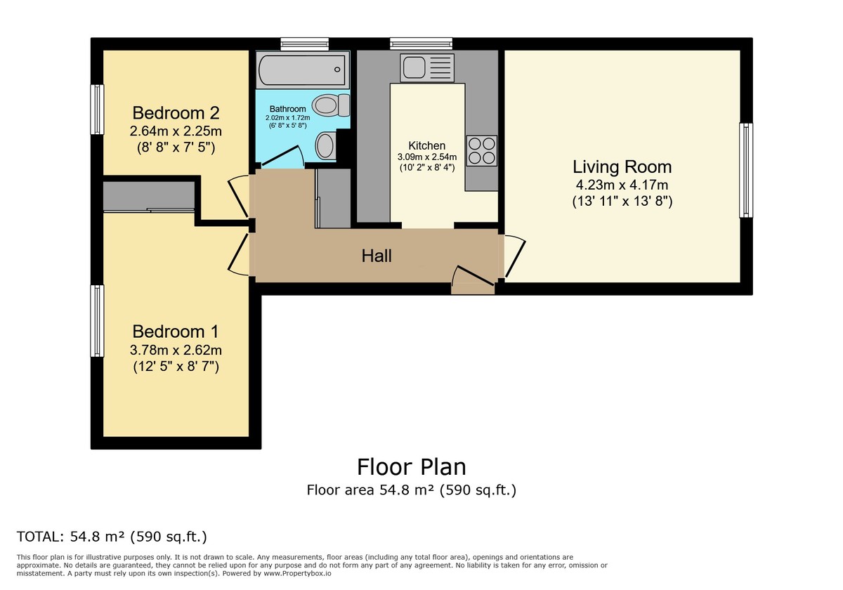 2 bed apartment for sale in Darwin Close, Horsham - Property Floorplan