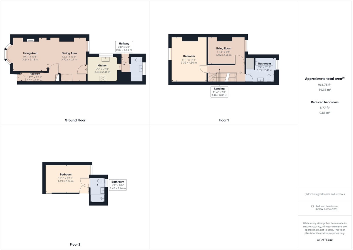3 bed terraced house to rent in Oakhill Road, Horsham, RH13 - Property floorplan