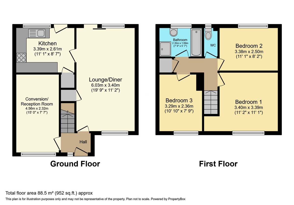 3 bed semi-detached house for sale in Speedwell Way, Horsham - Property Floorplan