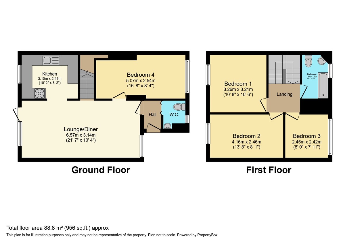 4 bed semi-detached house for sale in Rother Close, Pulborough - Property Floorplan