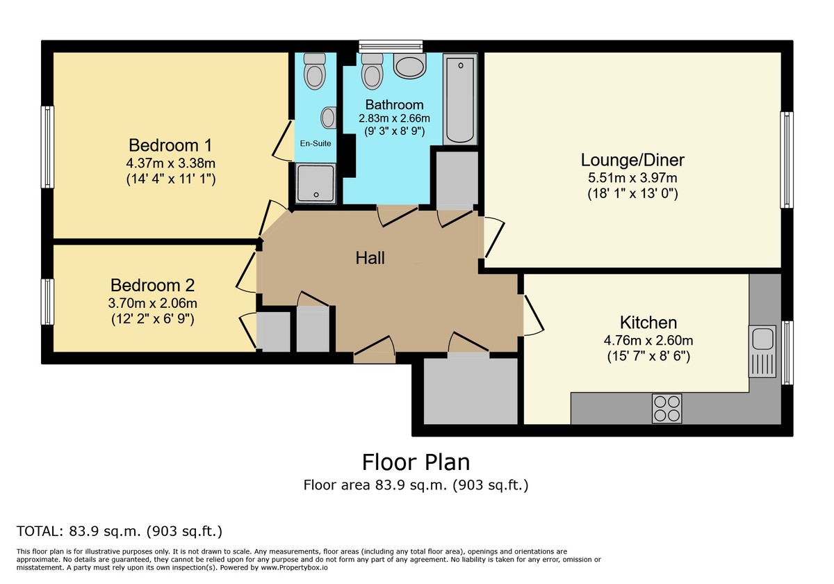 2 bed apartment for sale in Rushams Road, Horsham - Property Floorplan