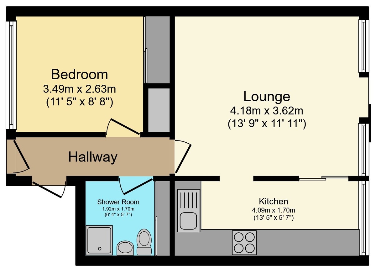 1 bed detached bungalow for sale in Forestfield, Crawley - Property Floorplan