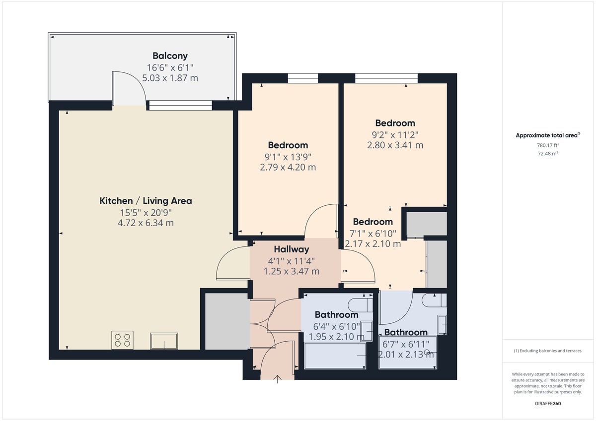 2 bed flat to rent in Albion Way, Horsham, RH12 - Property floorplan