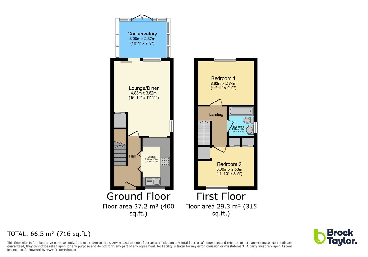 2 bed end of terrace house for sale in Drake Close, Horsham - Property Floorplan