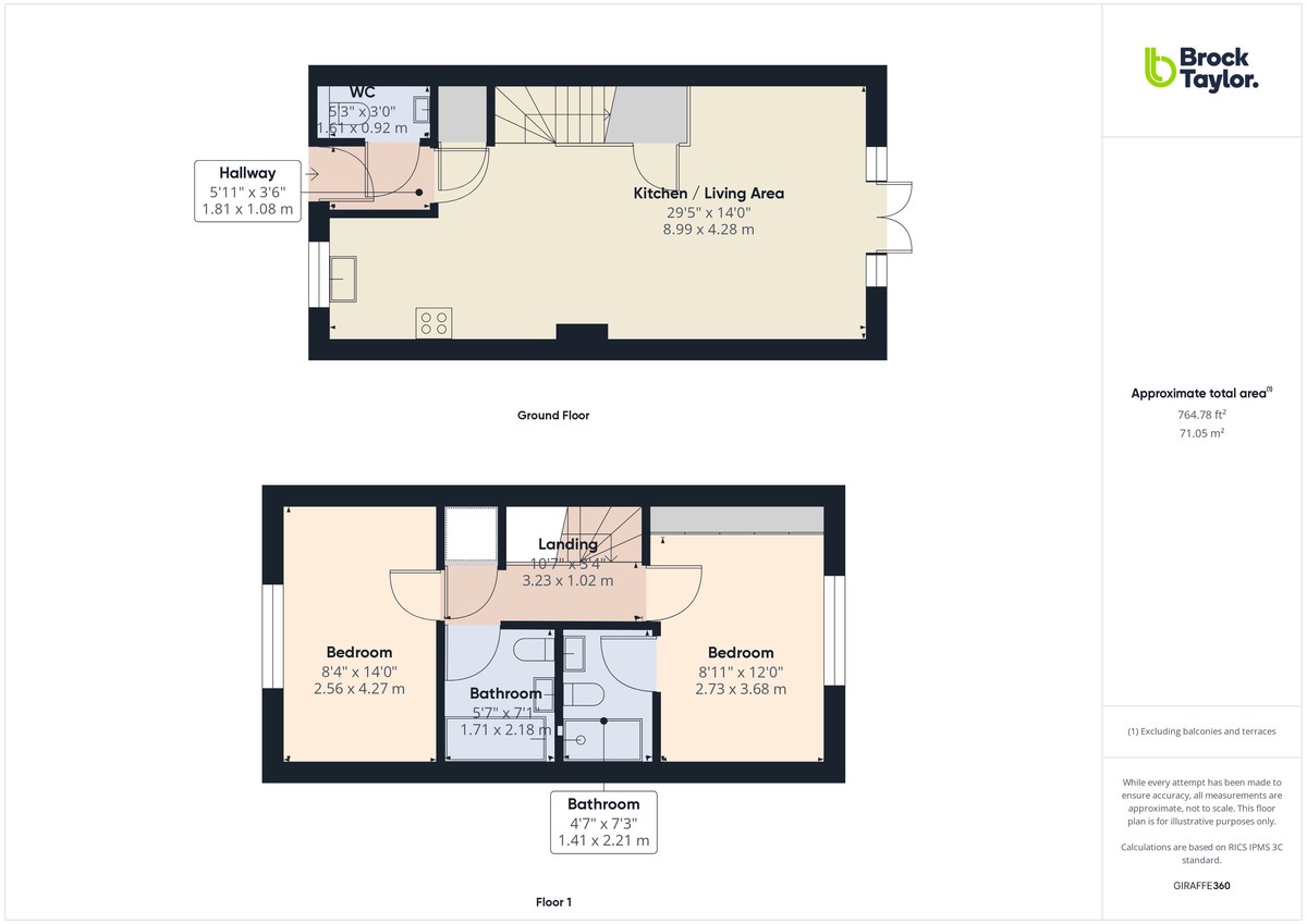 2 bed terraced house to rent in Willow Place, Horsham - Property Floorplan