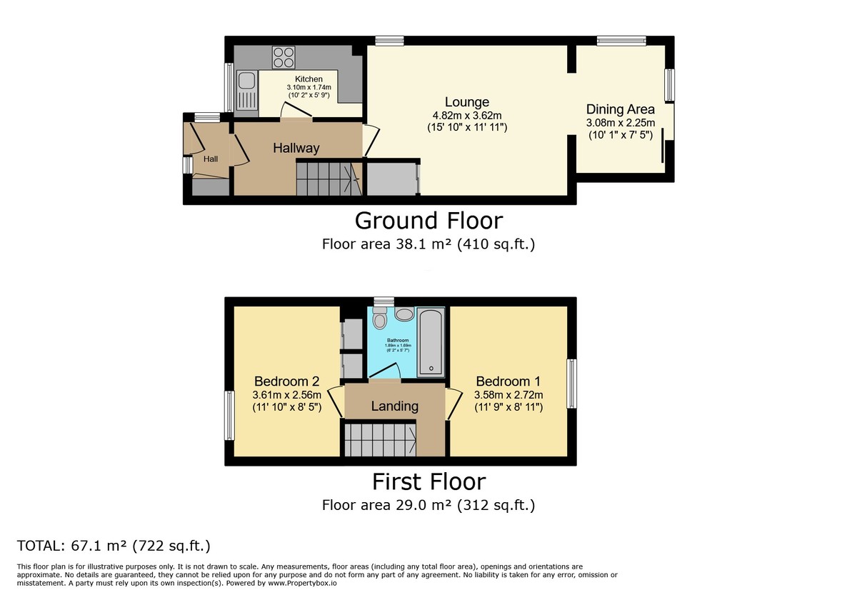 2 bed semi-detached house for sale in Drake Close, Horsham - Property Floorplan