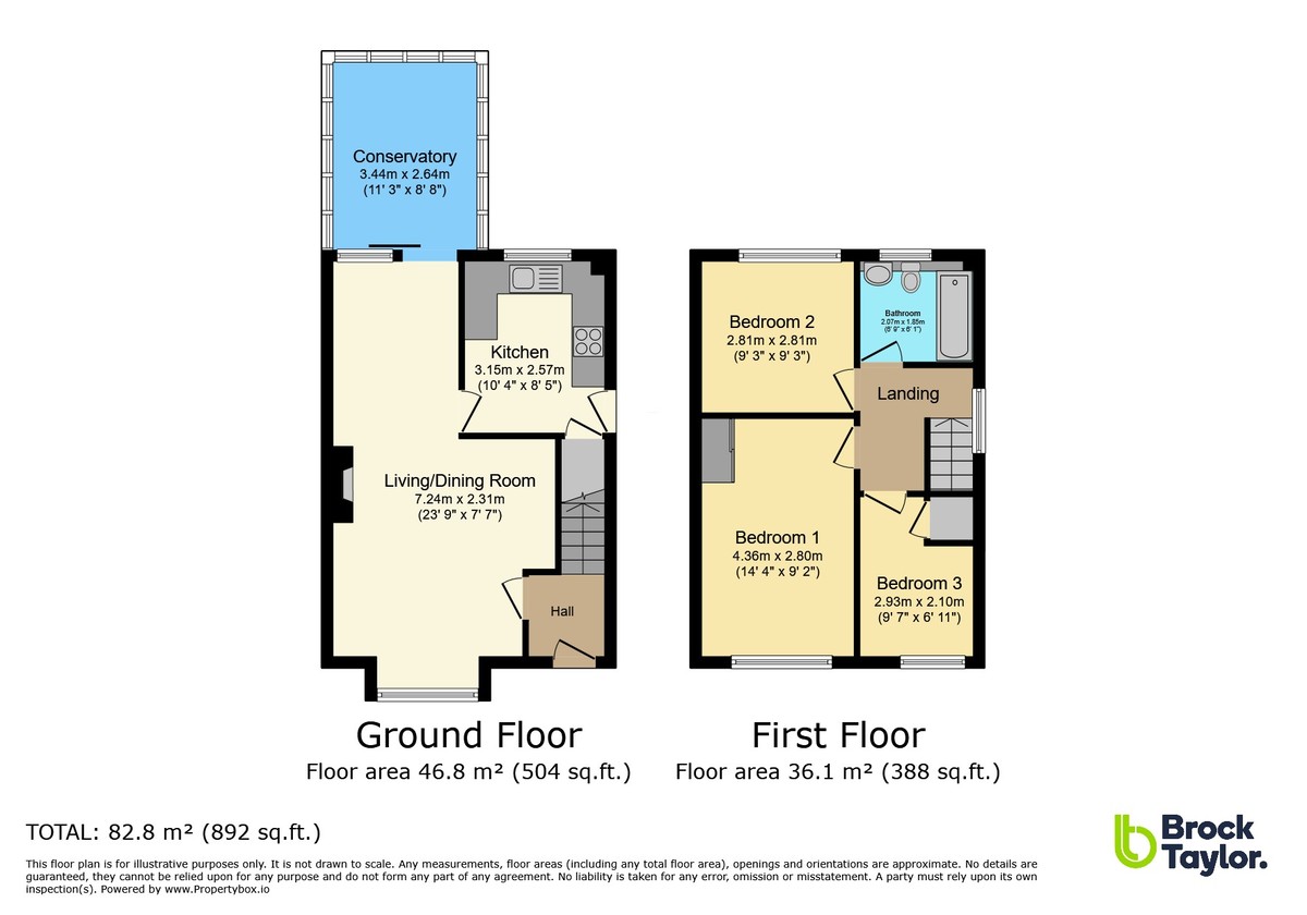 3 bed semi-detached house for sale in Broadwood Close, Horsham - Property Floorplan