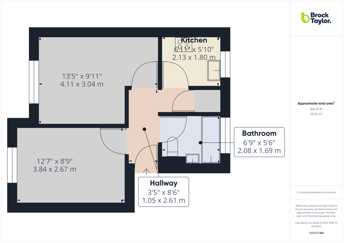 1 bed ground floor flat for sale in Gorringes Brook, Horsham - Property Floorplan