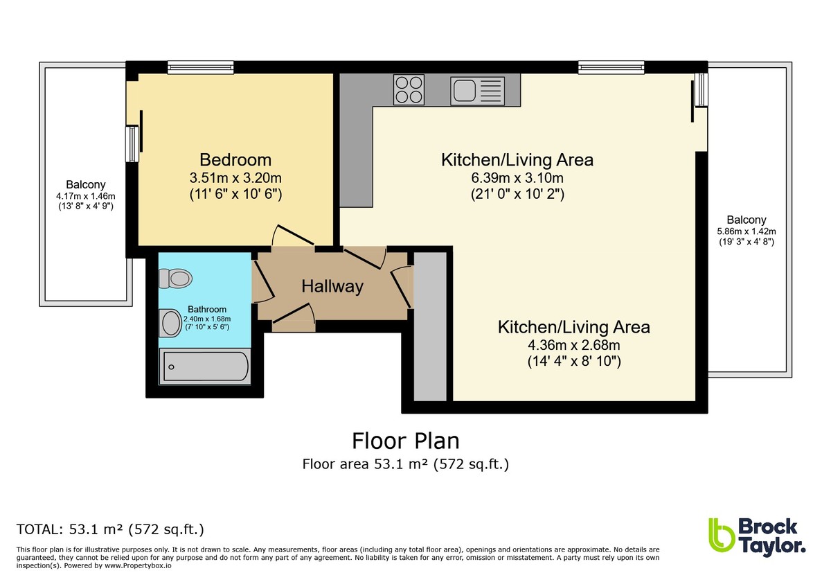 1 bed apartment for sale in North Street, Horsham - Property Floorplan