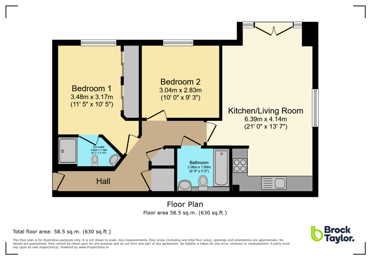 2 bed flat for sale in Highbank, Haywards Heath - Property Floorplan