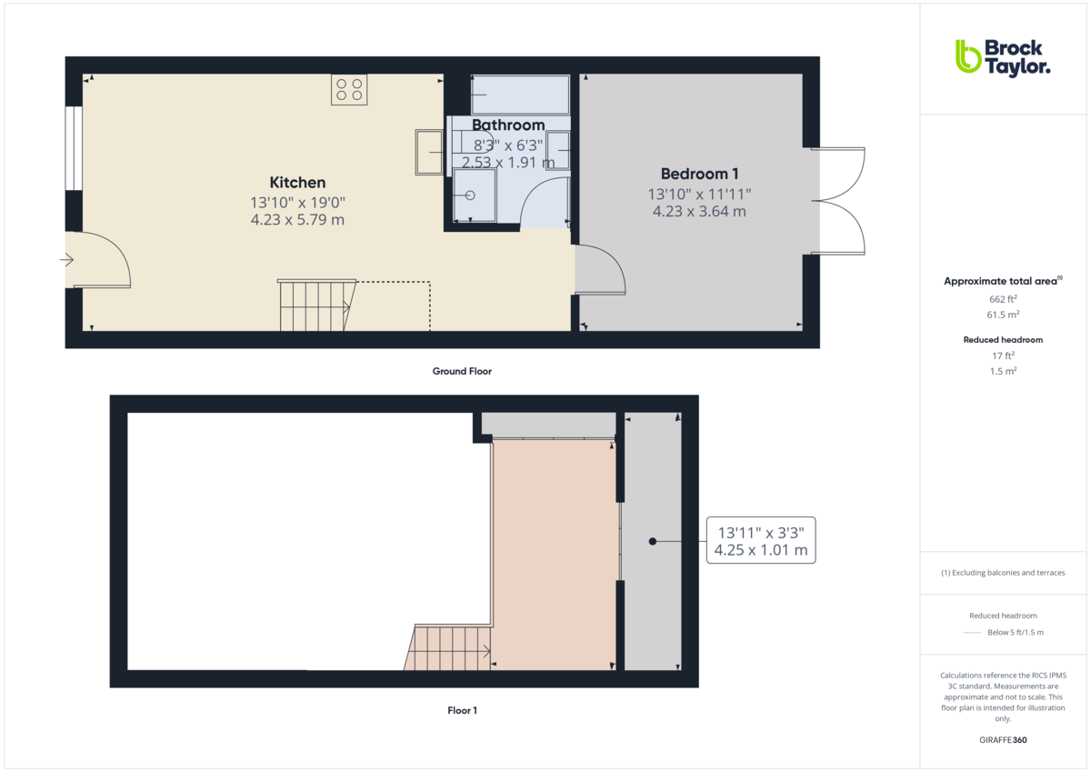1 bed terraced bungalow for sale in Capel Road, Rusper - Property floorplan