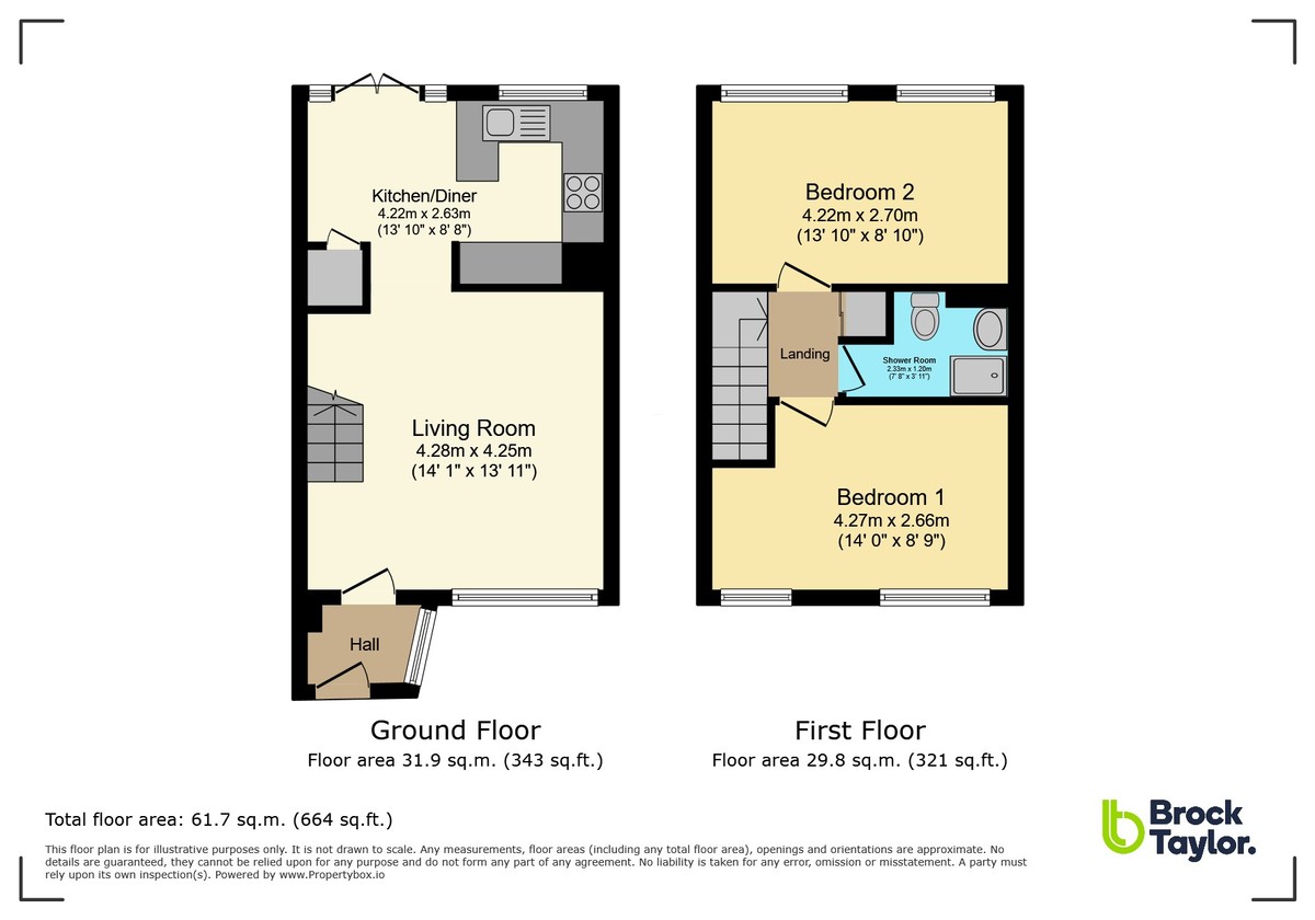 2 bed terraced house for sale in Thelton Avenue, Broadbridge Heath - Property floorplan