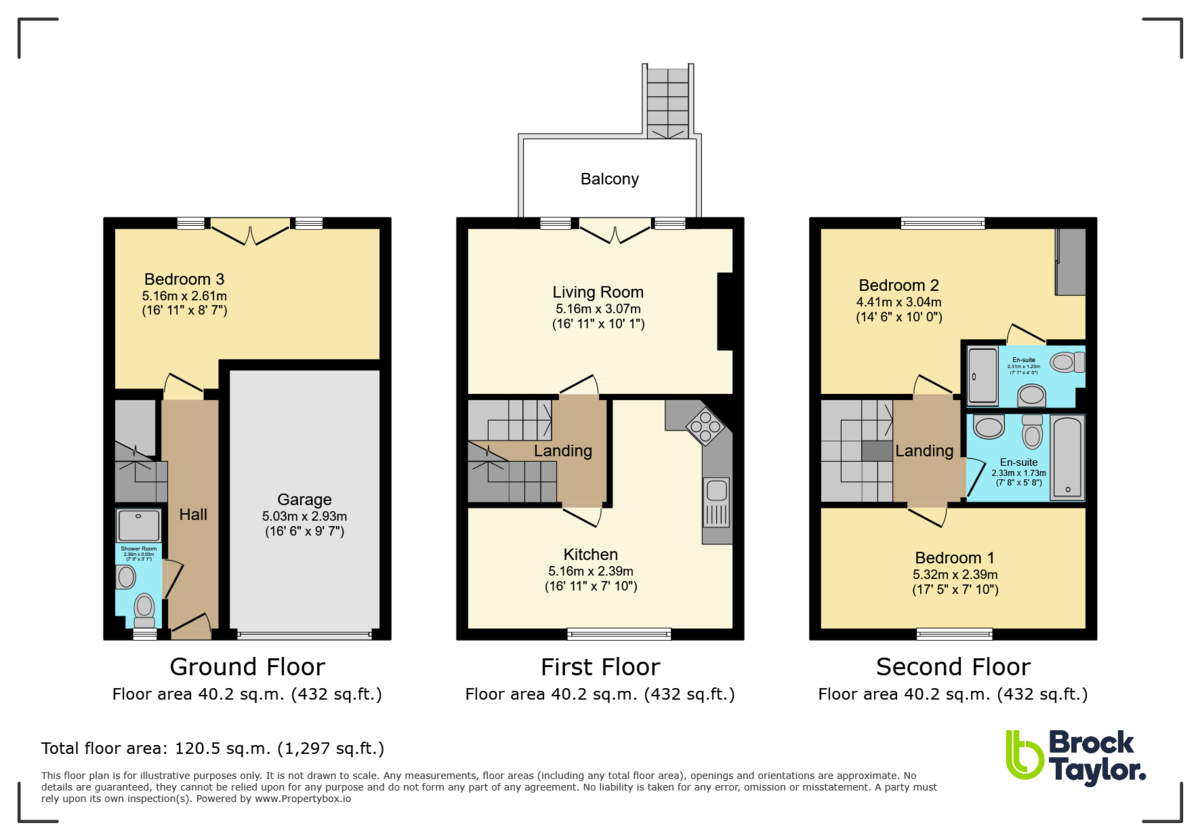 3 bed town house for sale in Granary Close, Horsham - Property Floorplan
