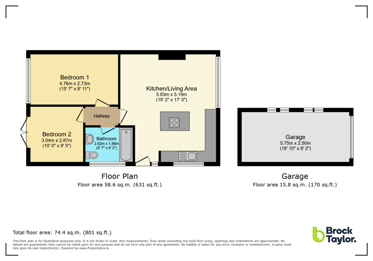 2 bed semi-detached bungalow for sale in Shepherds Way, Horsham - Property Floorplan