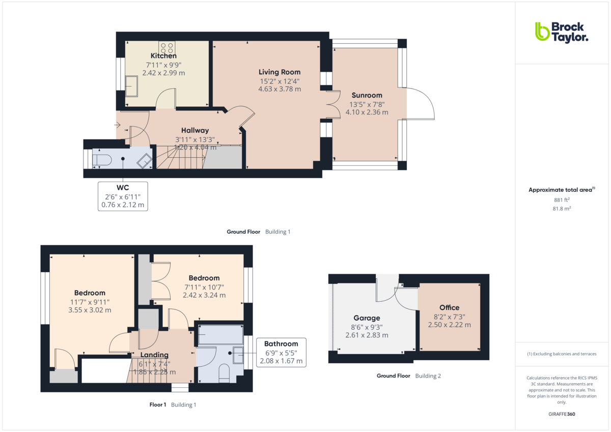 2 bed end of terrace house for sale in Park Farm Close, Horsham - Property floorplan
