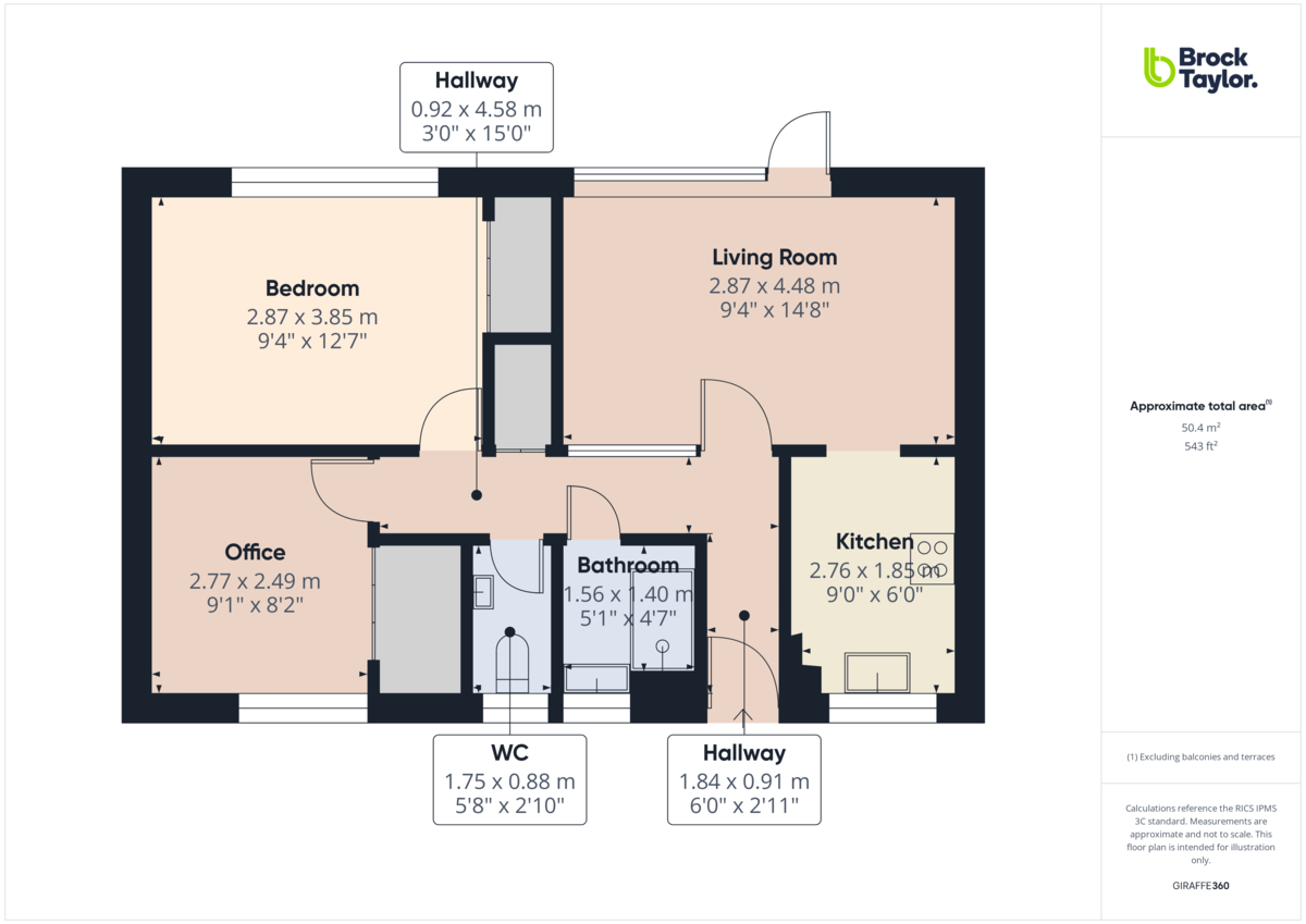 2 bed apartment for sale in North Parade, Horsham - Property floorplan