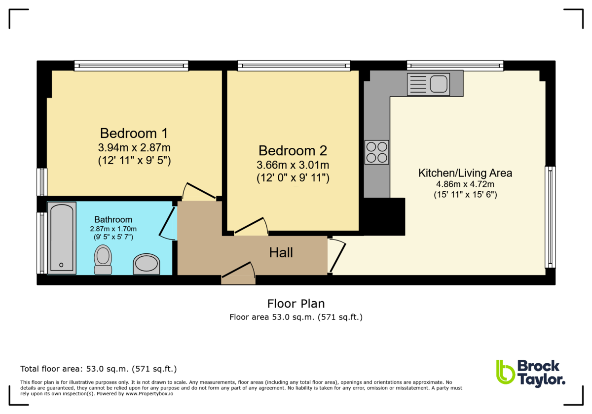 2 bed apartment for sale in Holmes Park, North Street, Horsham - Property floorplan