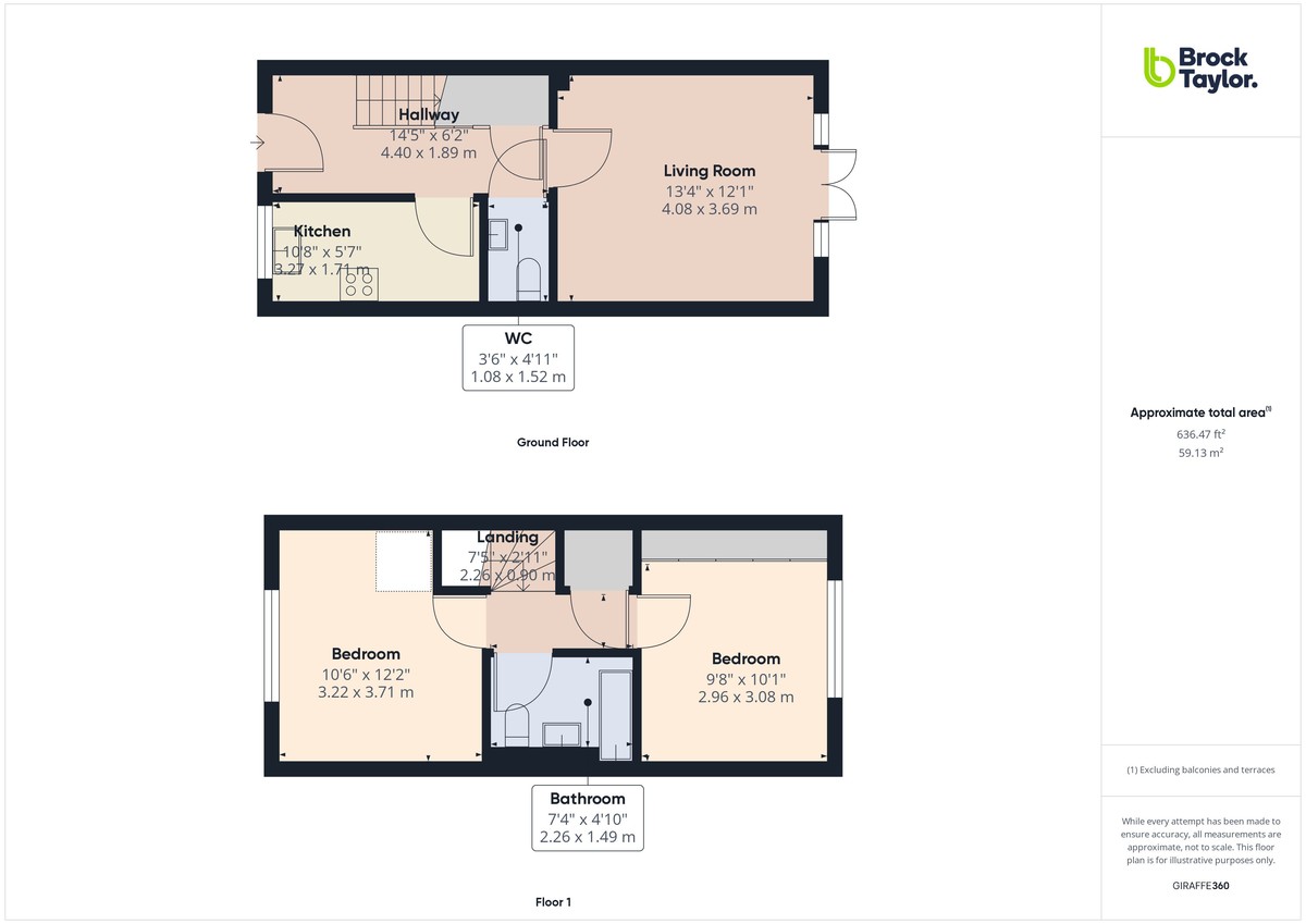 2 bed terraced house to rent in Arundale Walk, Horsham - Property floorplan