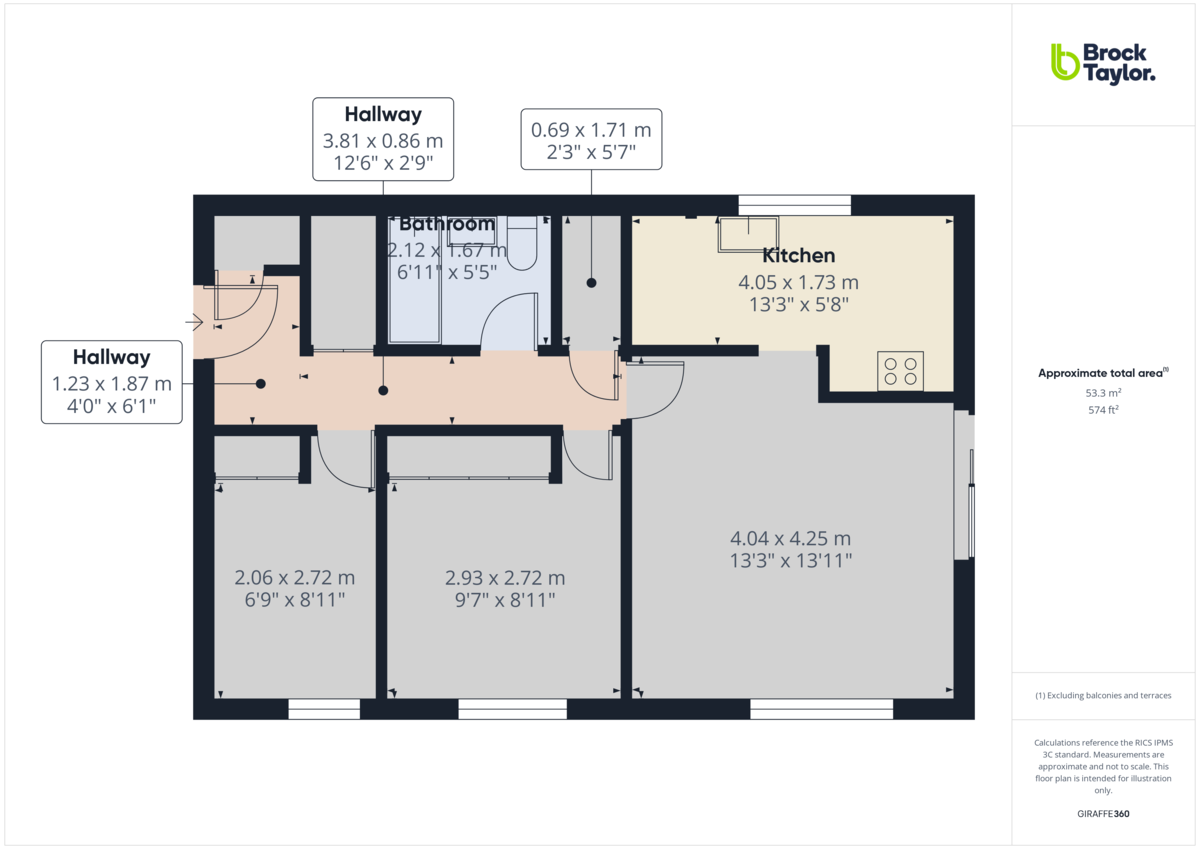 2 bed ground floor flat to rent in Abbotsbury Court, Horsham, RH13 - Property floorplan