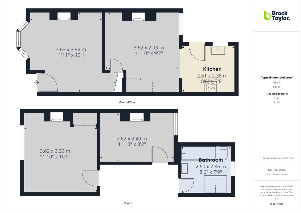 2 bed terraced house to rent in Park Terrace East, Horsham - Property floorplan