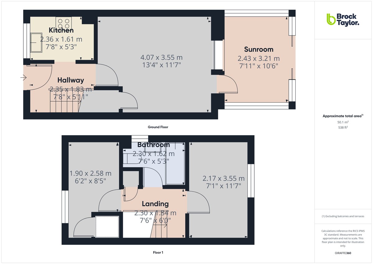 2 bed end of terrace house to rent in Shandys Close, Horsham - Property floorplan