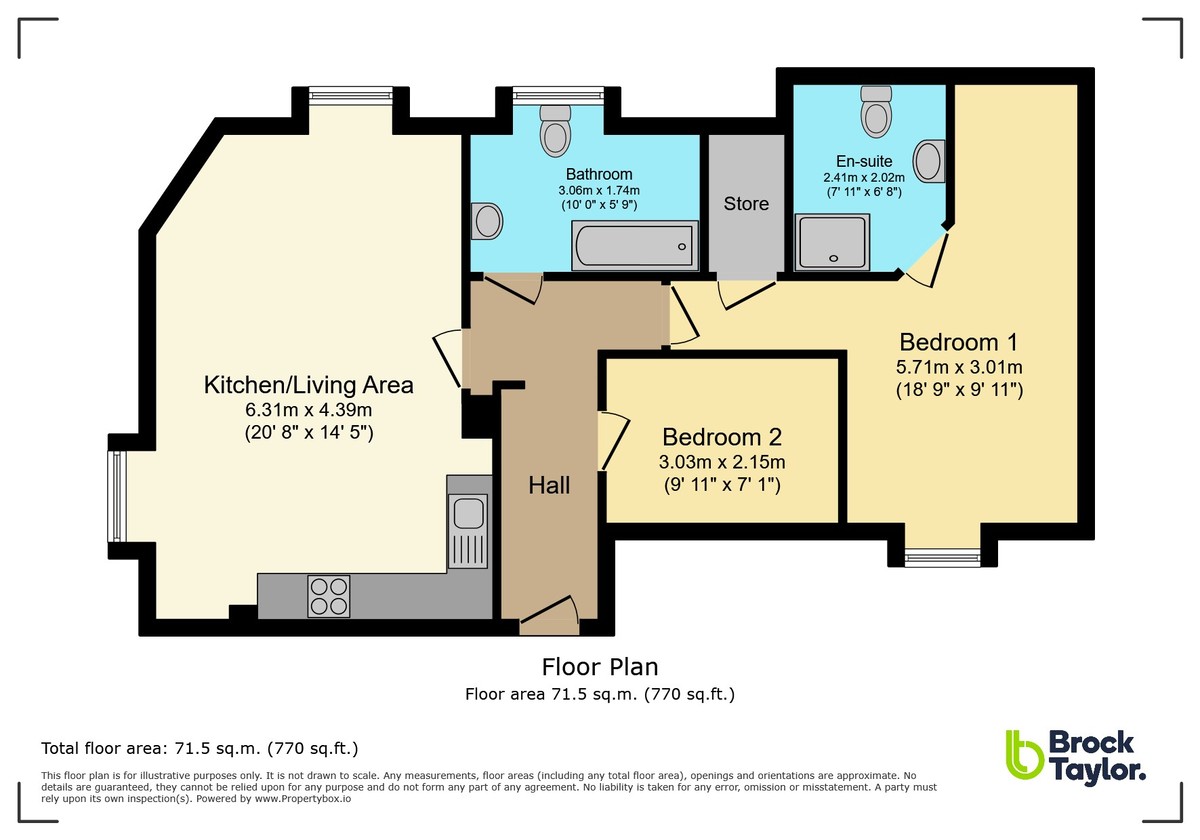 2 bed apartment for sale in Brighton Road, Horsham - Property floorplan