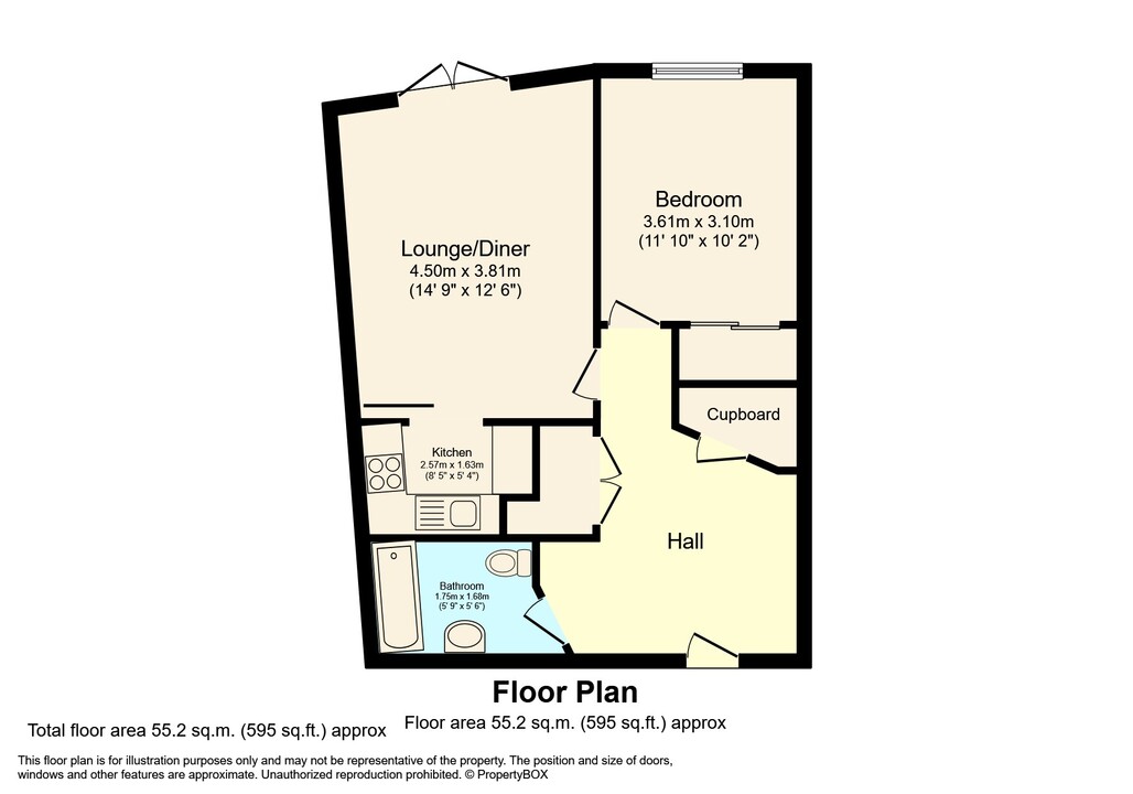 1 bed apartment for sale in Jasmine Court, Horsham - Property floorplan