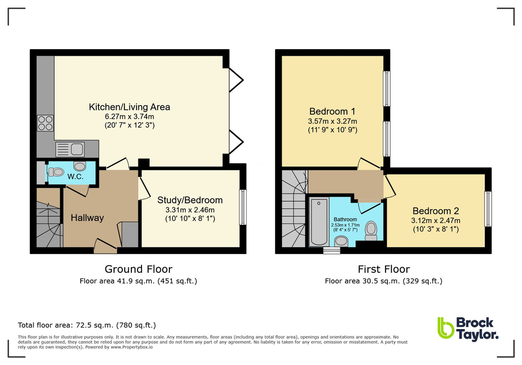 2 bed semi-detached house for sale in Timber Mill, Southwater - Property floorplan