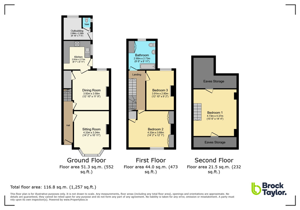 3 bed terraced house for sale in Denne Road, Horsham - Property floorplan