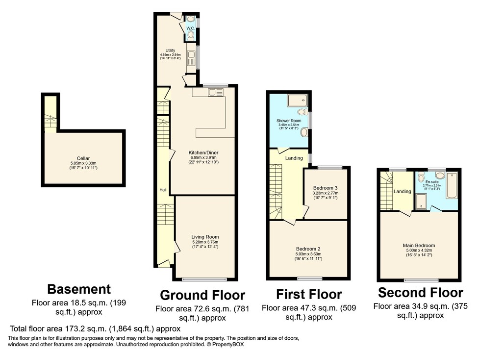 3 bed town house for sale in London Road, Horsham - Property floorplan
