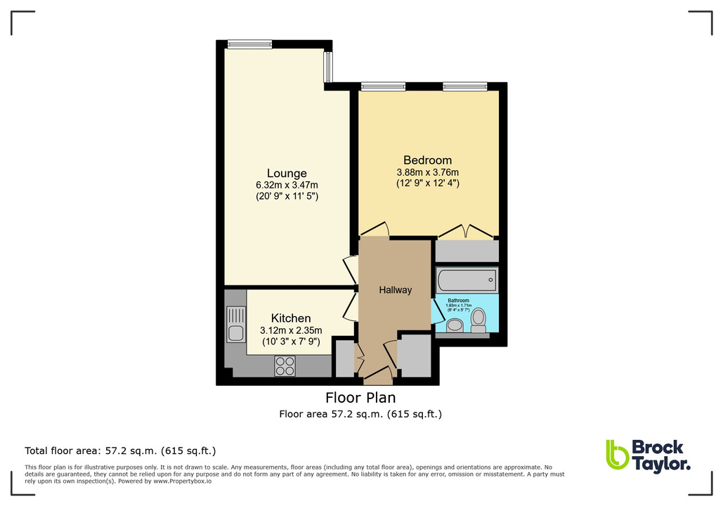 1 bed apartment for sale in Wimblehurst Road, Horsham - Property floorplan