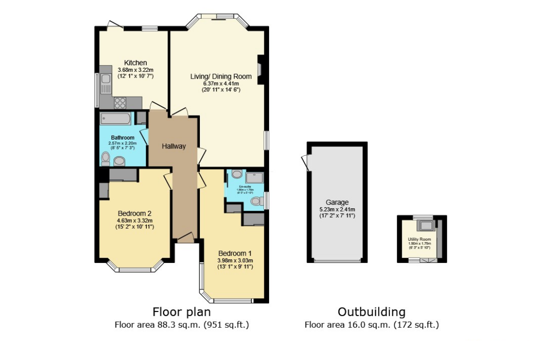 2 bed detached bungalow for sale in Agate Lane, Horsham - Property floorplan