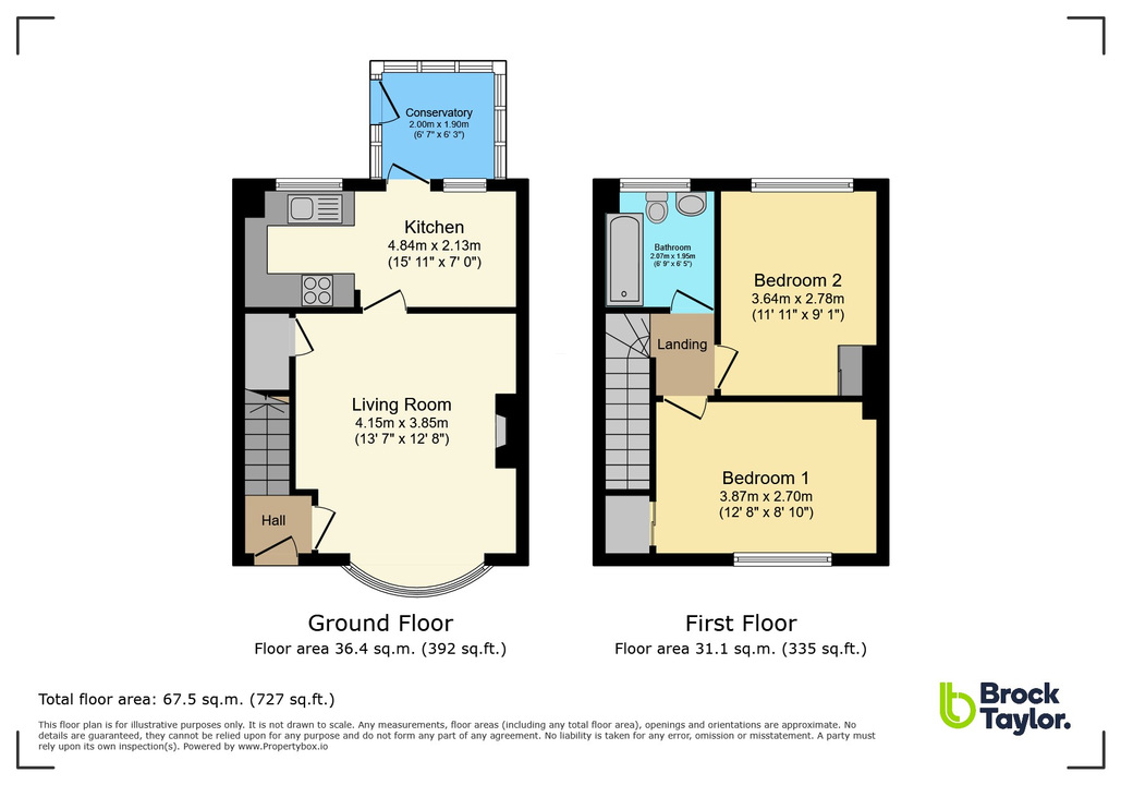 2 bed terraced house for sale in Greenfields Close, Horsham - Property floorplan