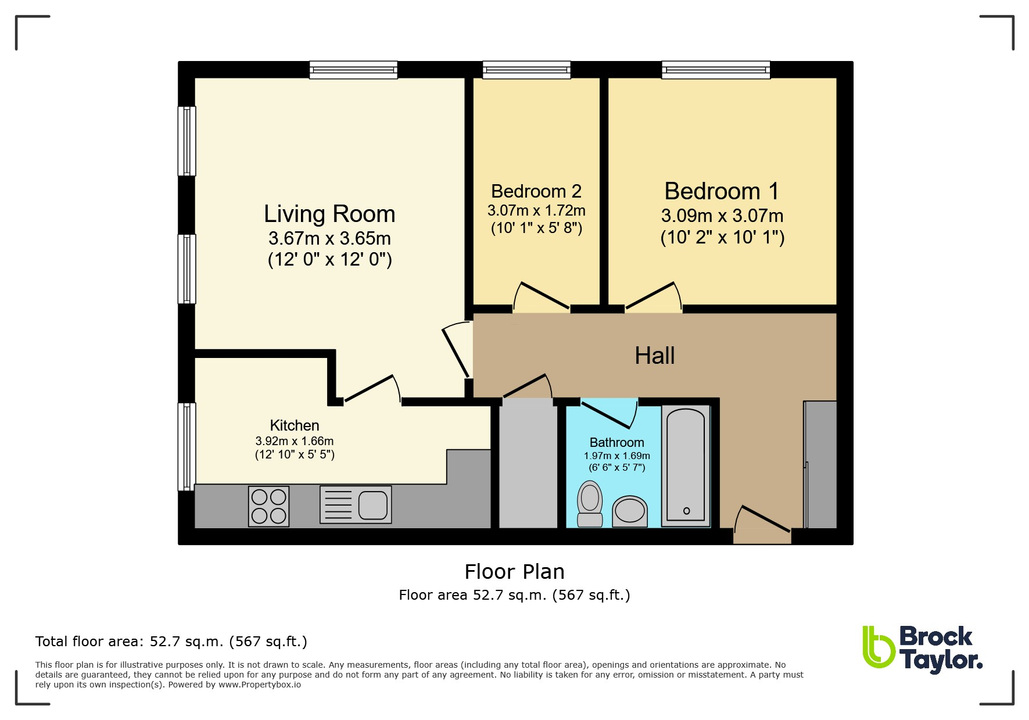 2 bed apartment for sale in North Parade, Horsham - Property floorplan