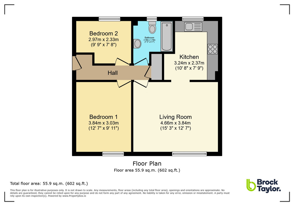 2 bed apartment for sale in Honeysuckle Walk, Horsham - Property floorplan