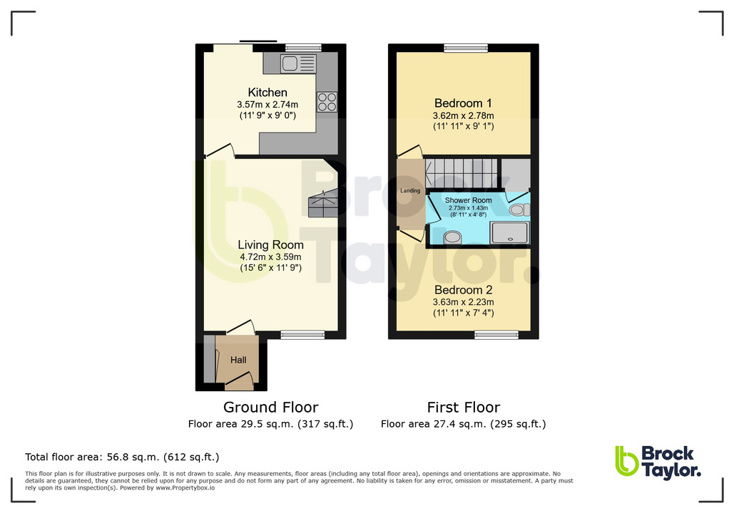 2 bed terraced house for sale in Ropeland Way, Horsham - Property floorplan