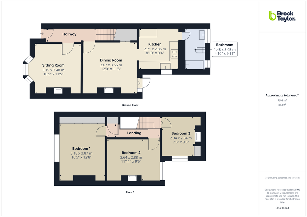 3 bed semi-detached house for sale in Park Terrace East, Horsham - Property floorplan