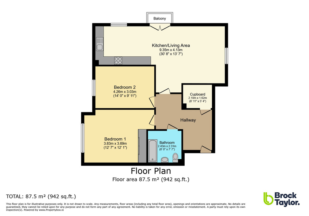 2 bed apartment for sale in Chantry Court, Broadbridge Heath - Property floorplan