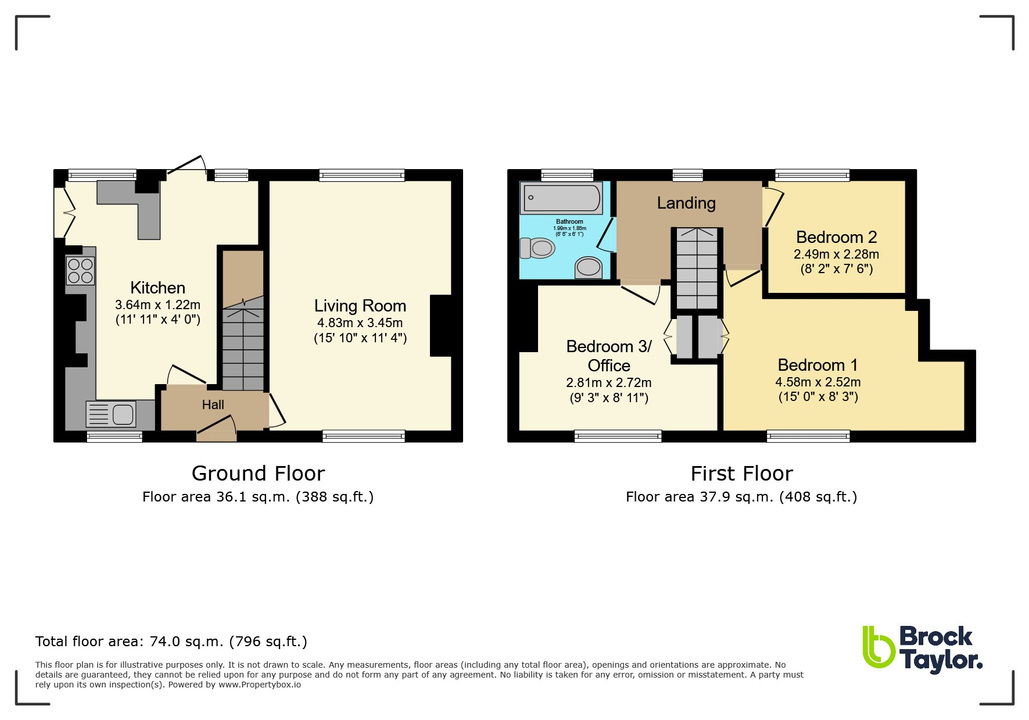 3 bed terraced house for sale in Bennetts Road, Horsham - Property floorplan