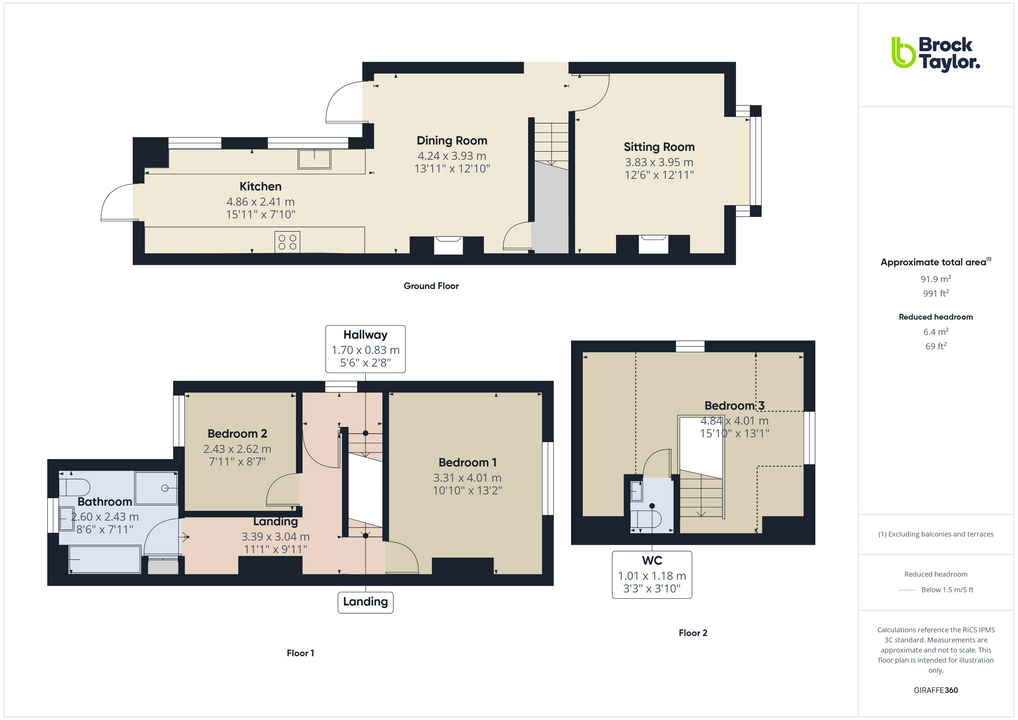 3 bed semi-detached house for sale in Hayes Lane, Slinfold - Property floorplan